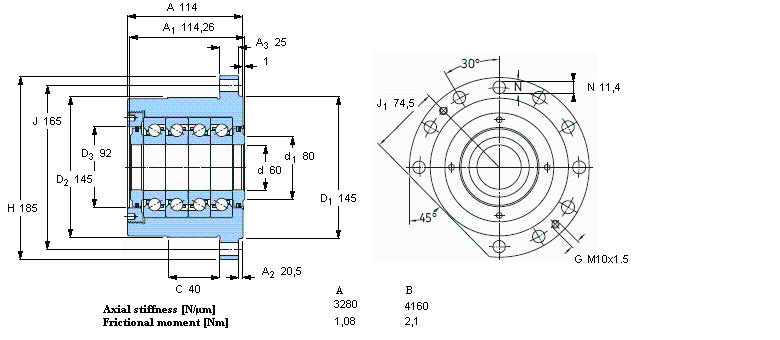 SKF 角接觸推力球軸承 for screw drives, cartridge units with flanged housingFBSA212A/QFC樣本圖片