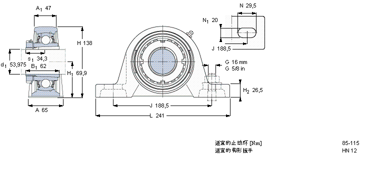 SKF Y-型立式軸承座單元, 鑄造軸承座，緊定套SYJ60KF樣本圖片