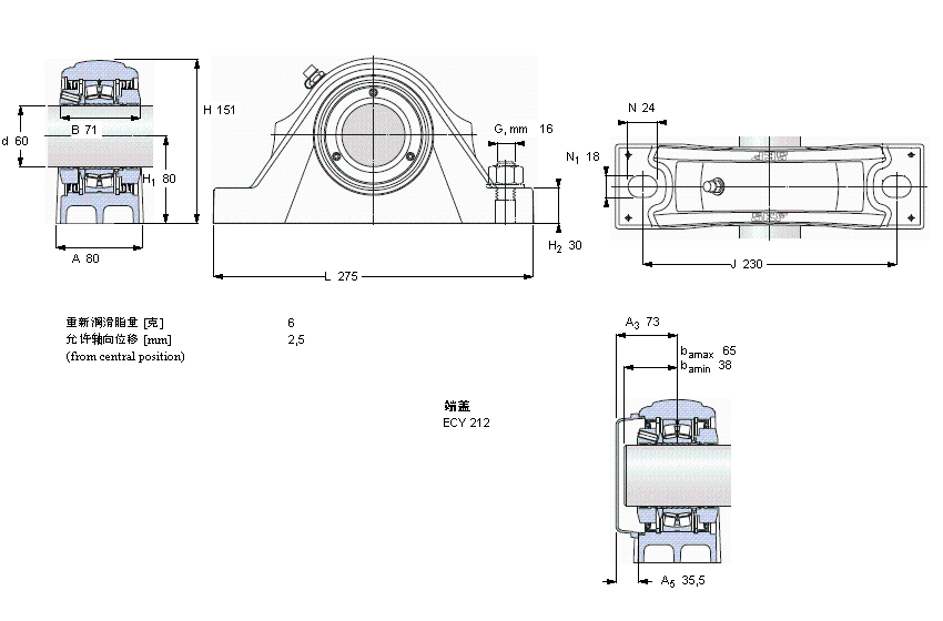 SKF 滾子軸承立式軸承座單元, SKF ConCentra, non-locating units, labyrinth sealsSYNT60LTS樣本圖片