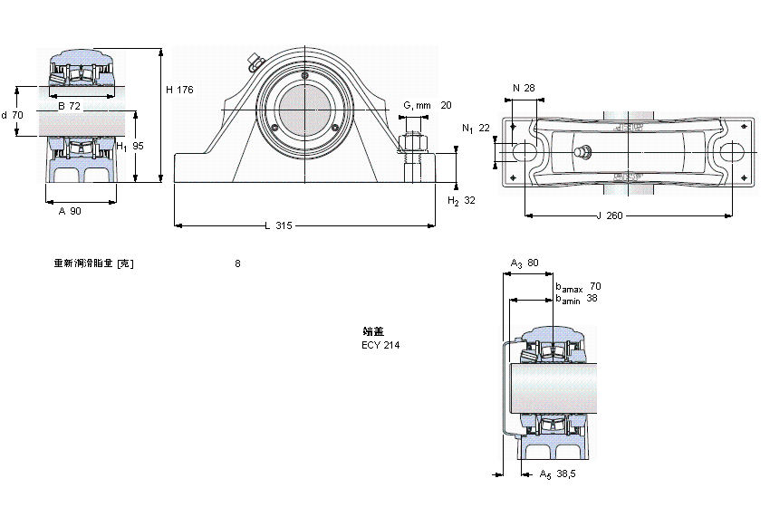 SKF 滾子軸承立式軸承座單元, SKF ConCentra, locating units, labyrinth sealsSYNT70FTS樣本圖片