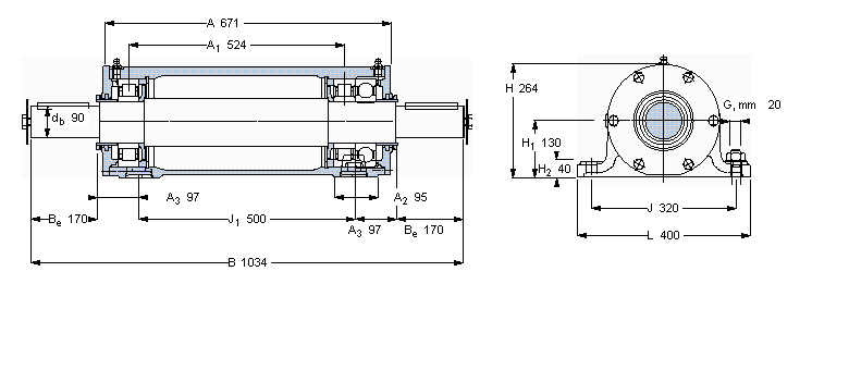 SKF 雙軸承單元, PDRJ單元PDRJ320樣本圖片