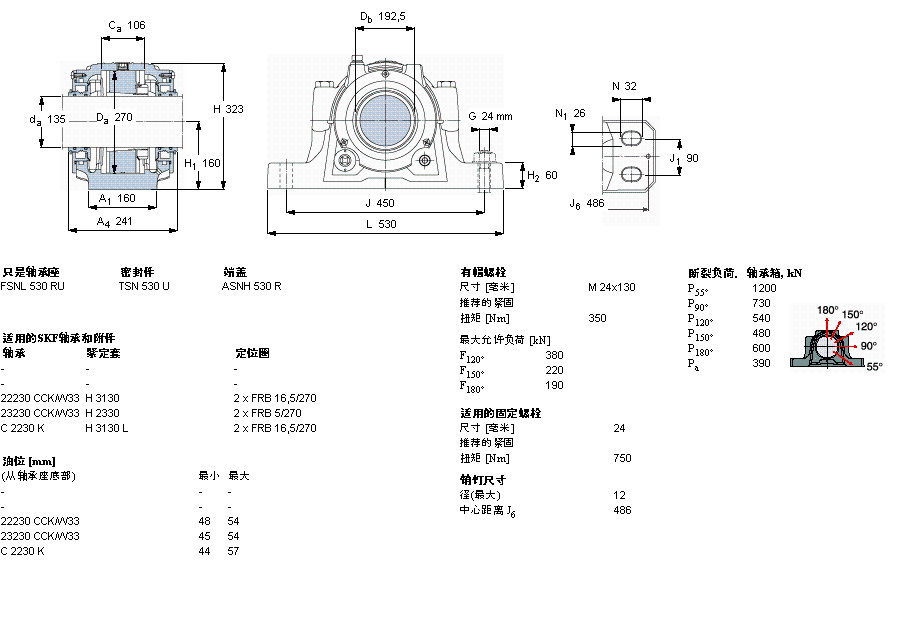SKF 剖分立式軸承座, SNL，用于緊定套上的軸承，帶標準密封，油封FSNL530TURU樣本圖片