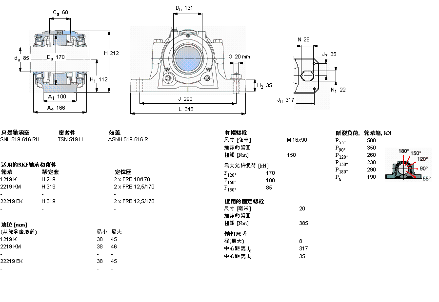SKF 剖分立式軸承座, SNL，用于緊定套上的軸承，帶標準密封，油封SNL519TURU樣本圖片