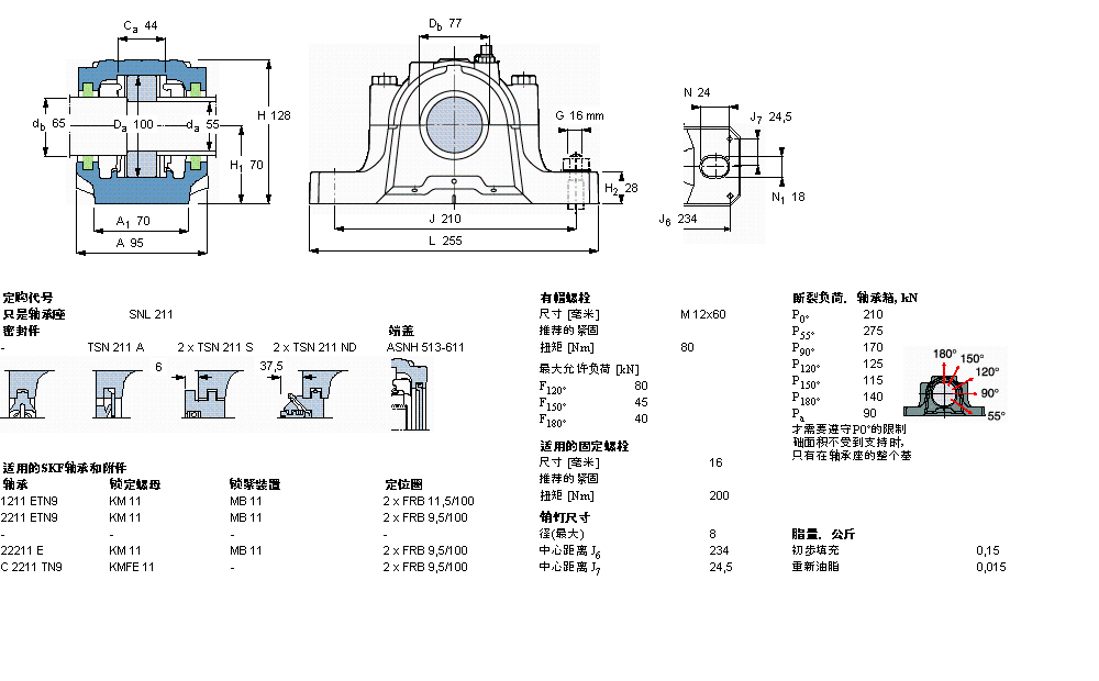SKF 剖分立式軸承座, SNL，用于緊定套上的軸承，帶油封，標準密封SNL211樣本圖片