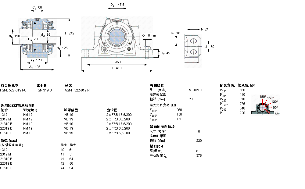 SKF 剖分立式軸承座, SNL，用于緊定套上的軸承，帶油封，油封FSNL319TURU樣本圖片