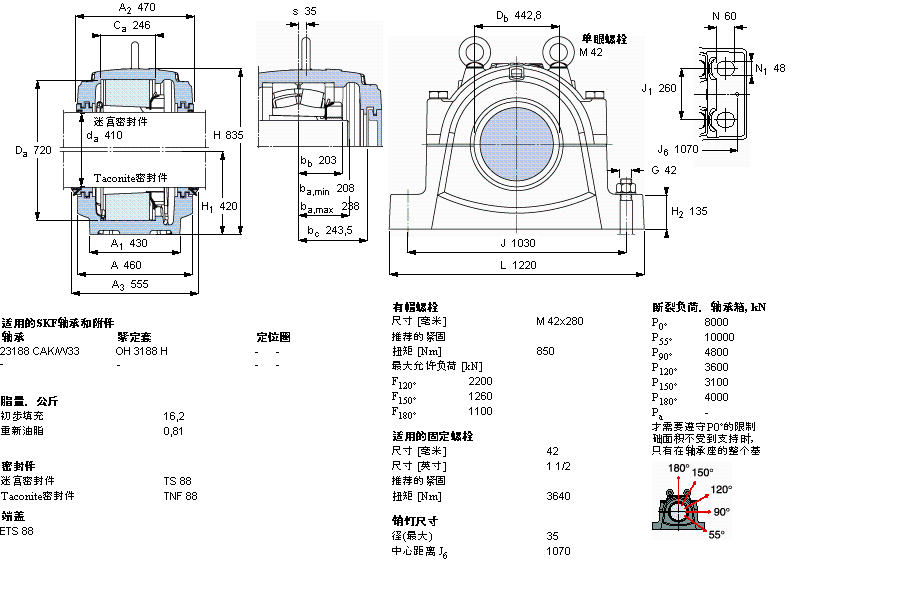 SKF 剖分立式軸承座, 大型SNL, 用于安裝緊定套軸承，標準密封, 為公尺軸軸承座SNL3188L樣本圖片