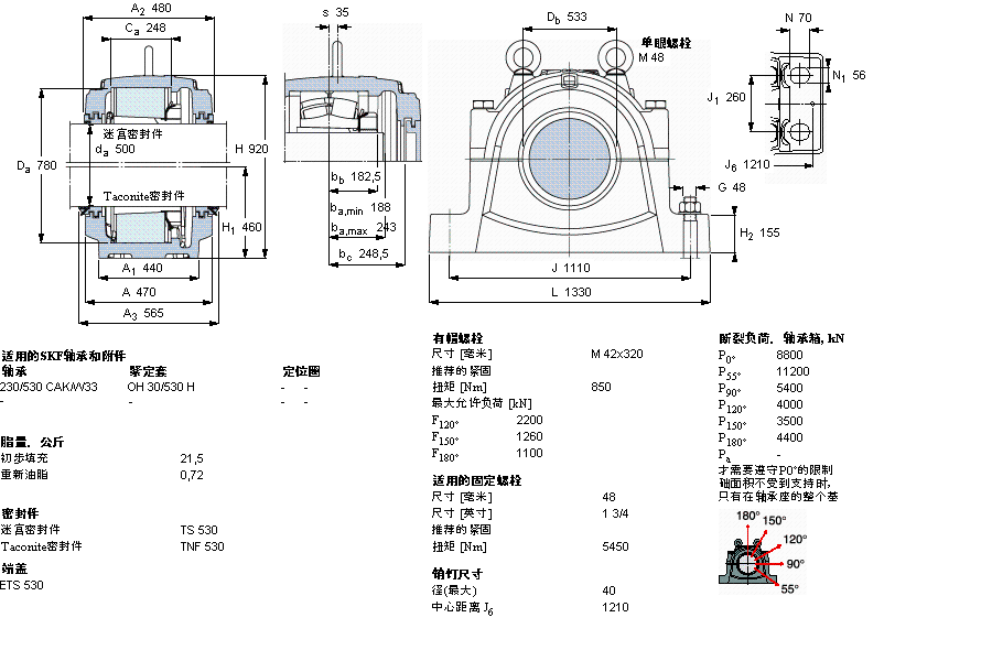 SKF 剖分立式軸承座, 大型SNL, 用于安裝緊定套軸承，標準密封, 為公尺軸軸承座SNL30/530L樣本圖片