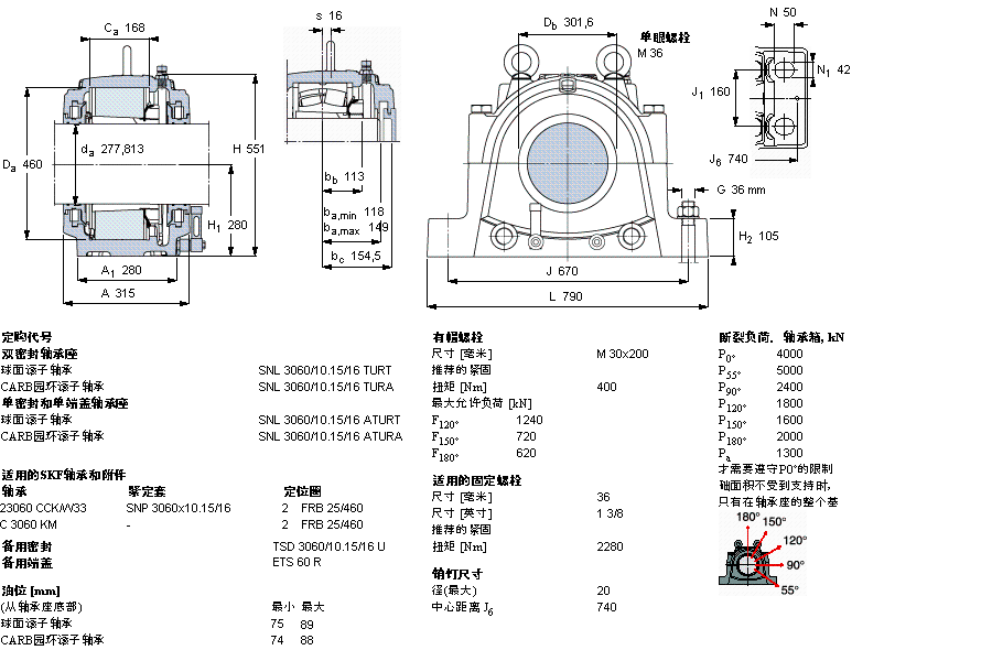 SKF 剖分立式轴承座, 大型SNL, 用于安装紧定套轴承，油封, 用于英制轴的轴承座SNL3060/10.15/16TURT样本图片