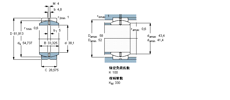 SKF 需要維護(hù)的徑向球面滑動(dòng)軸承, 鋼對(duì)鋼, 無密封件,帶英制尺寸GEZ108ES樣本圖片