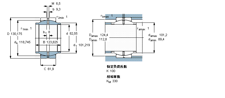 SKF 需要維護的徑向球面滑動軸承, 鋼對鋼，延長內圈, 無密封件,帶英制尺寸GEZM304ES樣本圖片