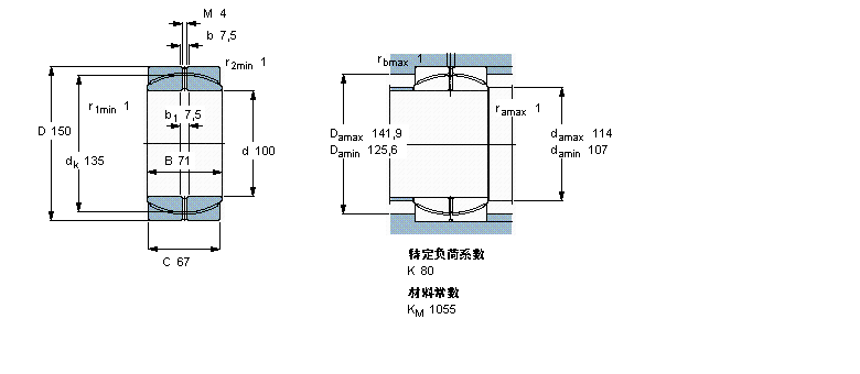 SKF 免維護徑向球面滑動軸承, 鋼/PTFE復合材料GEP100FS樣本圖片