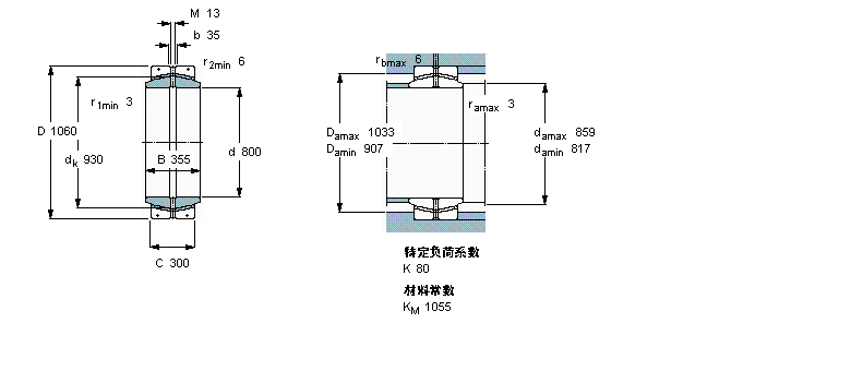 SKF 免維護徑向球面滑動軸承, 鋼/PTFE復合材料GEC800FBAS樣本圖片