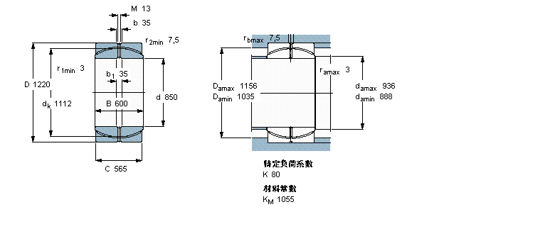 SKF 免維護徑向球面滑動軸承, 鋼/PTFE復(fù)合材料GEP850FS樣本圖片