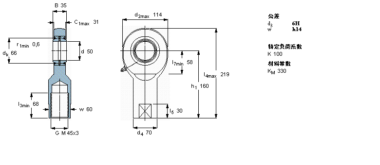 SKF 需要維護的桿端, 鋼對鋼，陰螺紋, 兩面密封件SILA50ES-2RS樣本圖片