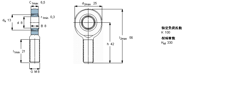 SKF 需要維護(hù)的桿端, 鋼對(duì)鋼，陽(yáng)螺紋SA8E樣本圖片