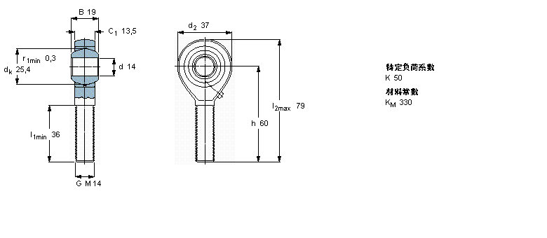 SKF 需要維護(hù)的桿端, 鋼對青銅，陽螺紋SAKAC14M樣本圖片