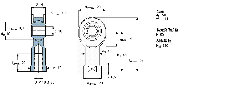 SKF 免維護桿端, 陰螺紋, 鋼/PTFE復(fù)合材料SIKB10F/VZ019樣本圖片