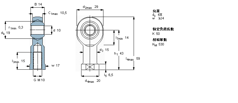 SKF 免維護(hù)桿端, 陰螺紋, 鋼/PTFE復(fù)合材料SILKB10F樣本圖片