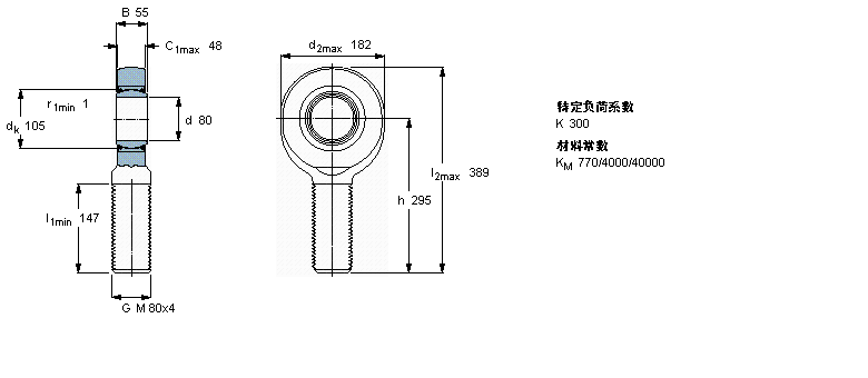 SKF 免維護桿端, 陽螺紋, 鋼/PTFE織物 , 兩面密封件SA80TXE-2LS樣本圖片