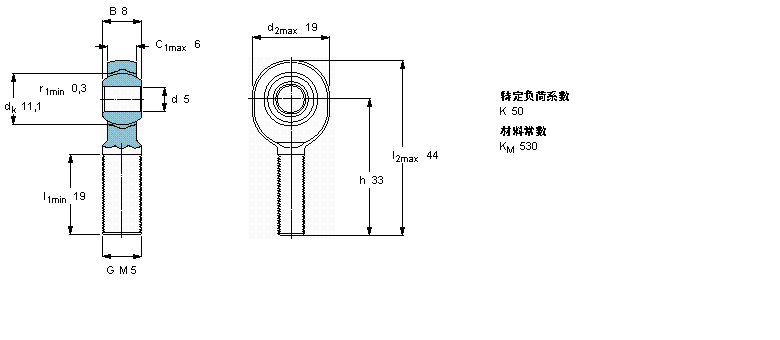 SKF 免維護(hù)桿端, 陽(yáng)螺紋, 鋼/PTFE復(fù)合材料SALKB5F樣本圖片