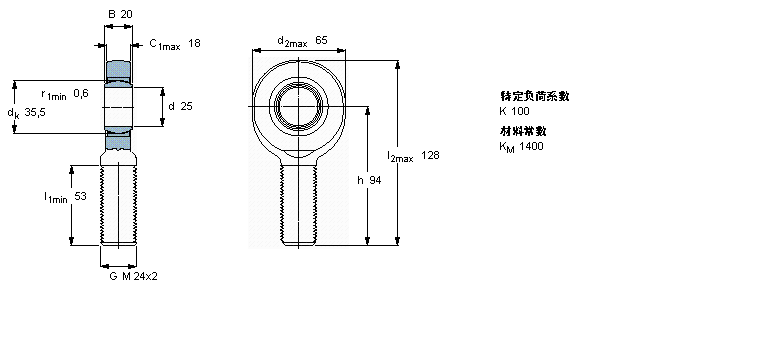 SKF 免維護(hù)桿端, 陽螺紋, 鋼/燒結(jié)銅復(fù)合材料SA25C樣本圖片