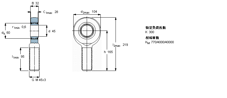 SKF 免維護桿端, 陽螺紋, 鋼/PTFE織物 , 兩面密封件SA45TXE-2LS樣本圖片