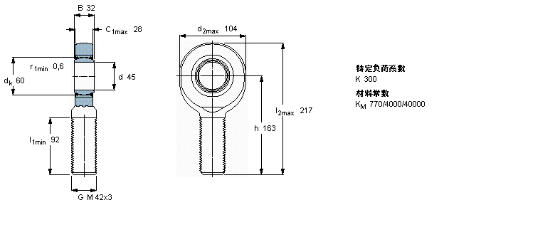 SKF 免維護桿端, 陽螺紋, 鋼/PTFE織物 , 兩面密封件SALA45TXE-2LS樣本圖片