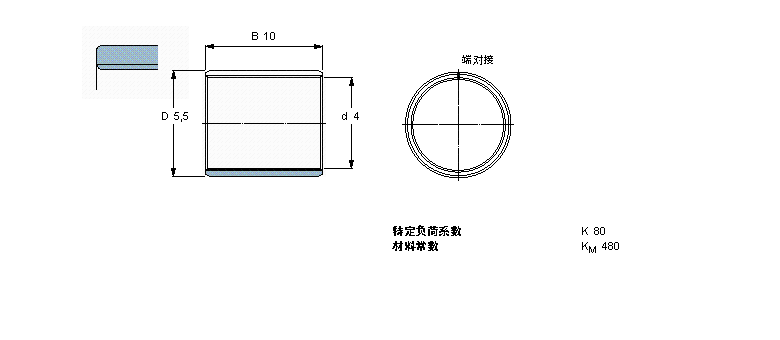 SKF 復合干滑動軸套, 帶公制尺寸PCM040510E/VB055樣本圖片